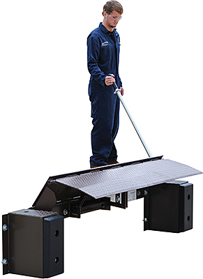 Will the Vestil FM-2078 Mechanical Edge-O-Dock Leveler function properly if the ground in front of the loading dock is uneven?