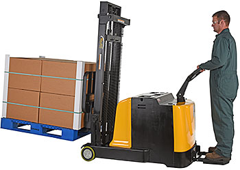 What is the load center when using the optional S-2CB-42-FK 42" long forks with the Vestil S-2CB-62 Counterbalance Pallet Stacker?