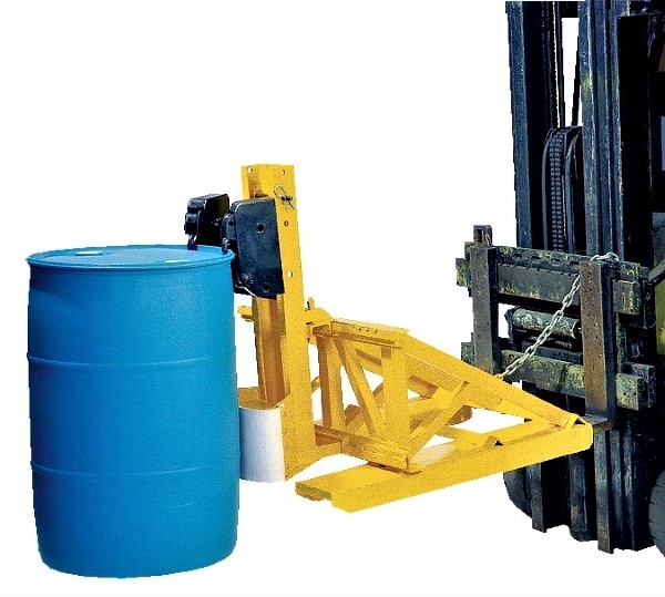 Can the Vestil FMDL-2000 Forklift Drum Lifter clamp onto barrels with a top rim locking ring?