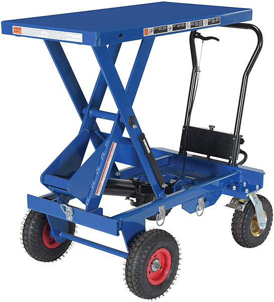 What is the warranty for the Vestil CART-PN-1500 Rough Terrain Lift Cart? Where are these manufactured?