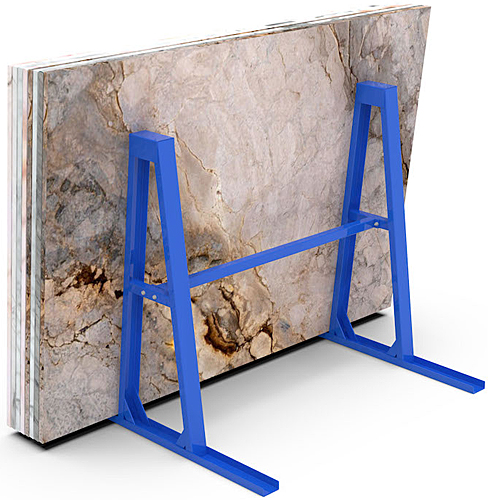 At what angle do the stone slabs rest at on the Aardwolf SAF02-S Stone A-Frame Rack?