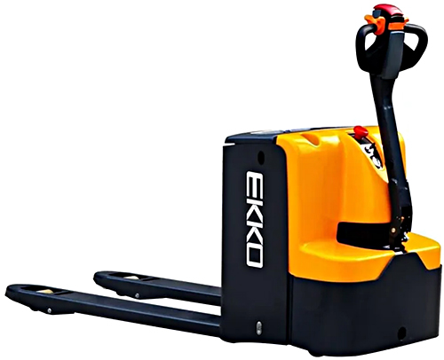 Is the Ekko EP20E Electric Pallet Jack equipped with a fully electric lift, or does the .8 kW lift motor drive a hydraulic pump?