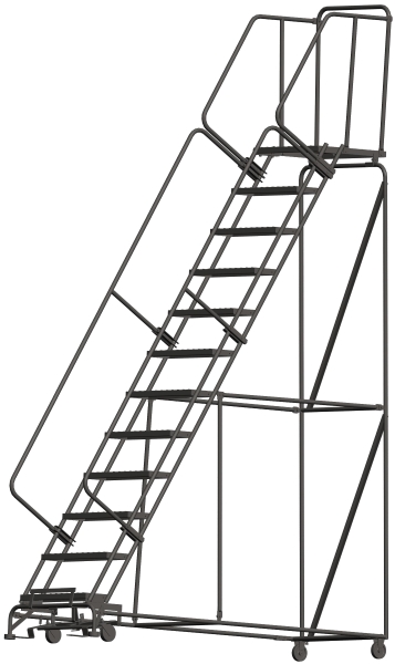 What is the standard wheel size for the Ballymore 12 Step Rolling Safety Ladders? 