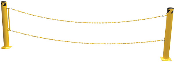 What is the chain size used for the Vestil DCBB-42-4.5 Bollards with Chains? 